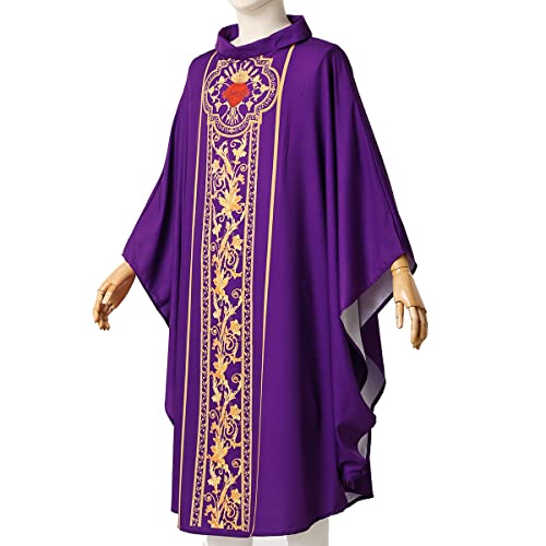 Catholic Priest Chasuble Church Mass Vestment Peignoir, Blanc, Taille Unique