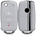 Produktbild kwmobile Autoschlüssel Hülle für VW Skoda Seat - Silikon Schutzhülle Schlüsselhülle Cover für VW Skoda Seat 3-Tasten Autoschlüssel Rallystreifen Sidelines Design Schwarz Grau