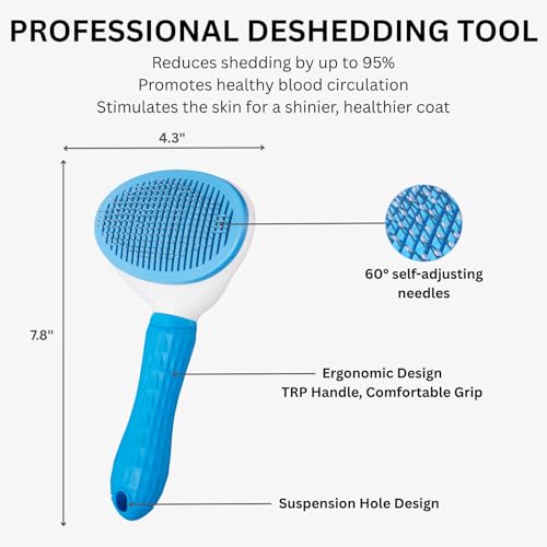 AIXINPET Cat & Dog Self Cleaning Slicker Brush - Easy to Remove Loose Fur, Harmless Deshedding Grooming Tool, Massaging Function - Suitable for Shedding & Furry Pets, like Rabbits and Ferrets - Image 5