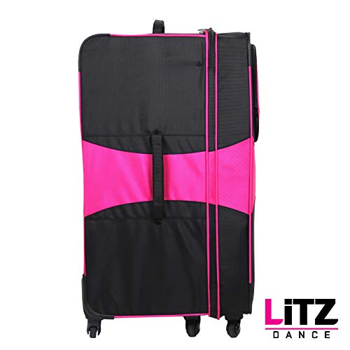 Pink And Black Suitcase - Dance Bag With Garment Rack - Rolling Garment Bag - Hanging Garment Bag - Dance Garment Bag For Costumes - Bag Rack Dance Bags - 29 In Suitcase - LITZ Competition Roller
