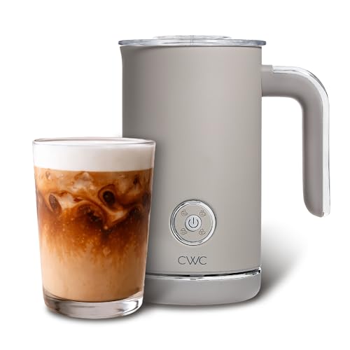 COOK WITH COLOR 4-in-1 Electric Milk Steamer and Frother - 2-Minute Heating and Frothing, Hot and Cold Foam Maker for Coffee, Latte, Cappuccino, Macchiato, Milk Warmer, Auto Shut Off, Sand