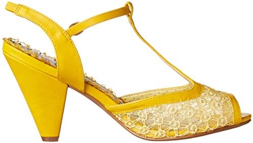 Bettie Page Women's Pinup, Retro, Vintage Heeled Sandal, Yellow, 10 | Image 5