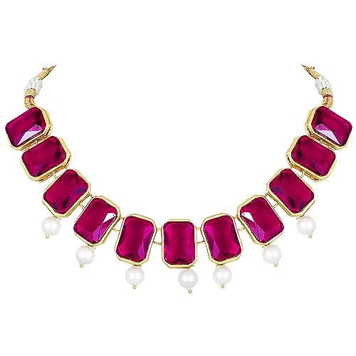 Image of Peora Traditional Crystal Necklace & Jewellery Set Gift for Women