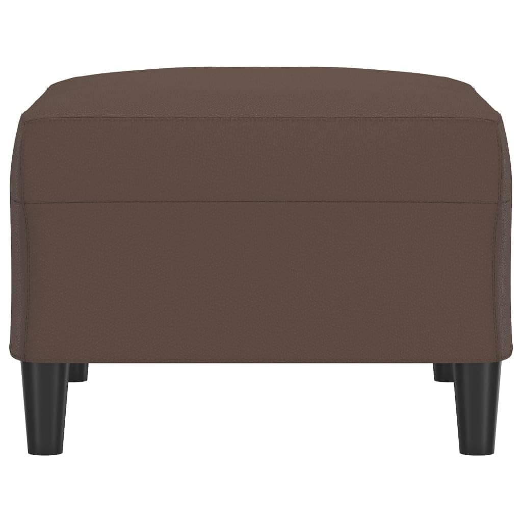 Fußhocker Braun 70x55x41 cm Kunstleder Pouf Hocker Ottoman Fußbank Schemel Polster Sitzgelegenheit Fußablage für Wohnzimmer Schlafzimmer Sofa Couch Sessel, stabile Form