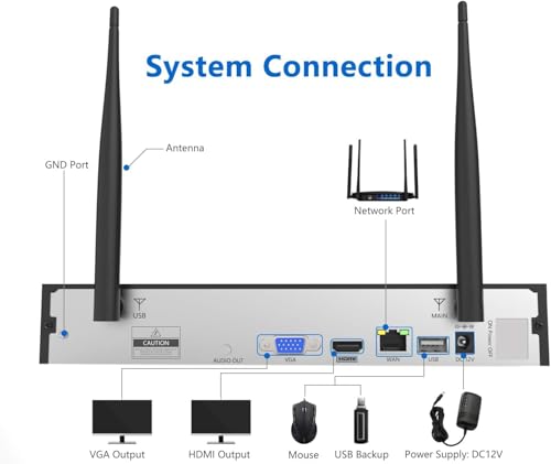 Image of Wireless Security Camera System, Firstrend 8CH 1080P Wireless NVR System with 4 pcs 2MP IP Security Camera with 65 ft Night Vision and Easy Remote View,P2P CCTV Camera System(No Hard Drive)