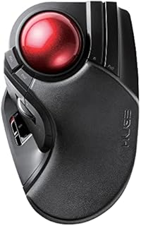 ELECOM HUGE Trackball Mouse, 2.4GHz Wireless, Finger Control, 8-Button Function, Precision Optical Gaming Sensor, Palm Rest Attached, Smooth Red Ball, Windows11, macOS (M-HT1DRBK)