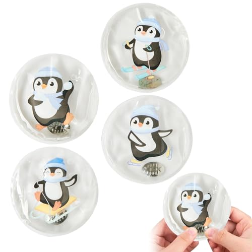 4 Pezzi Scaldamani Tascabile, Pinguino Scaldamani Riutilizzabile, Scaldamani in PVC, per Le Fredde Giornate Invernali, Viaggi, Sport, Campeggio, Motivo Natalizio
