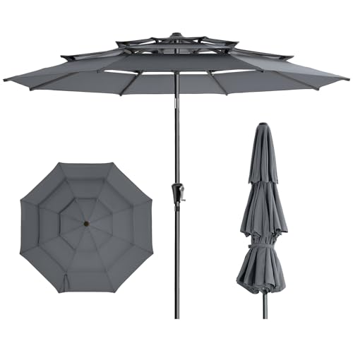 HOMSHADE 9 ft 3-Tier Patio Umbrella