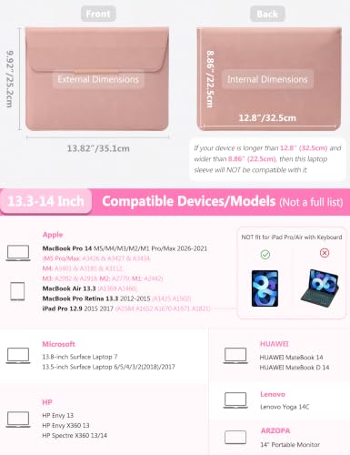 Bolsa para MacBook Pro 14 M4 M3 M2 funda MacBook Air 13 rosa Surface 13.5 6