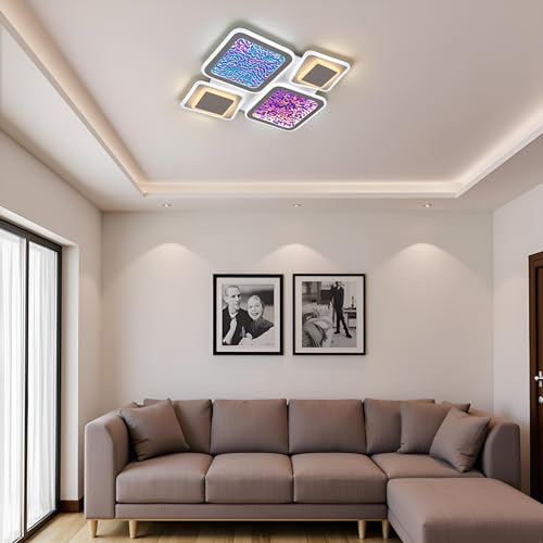 Image of LED Low Height Ceiling Chandelier for Hall Decoration, Modern Ceiling Jhoomar /Jhoomer Light for Living Room, Bedroom (Multi-Color)
