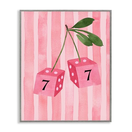 Giclée Lucky Number 7 Cherry Dice avec cadre gris haut de gamme