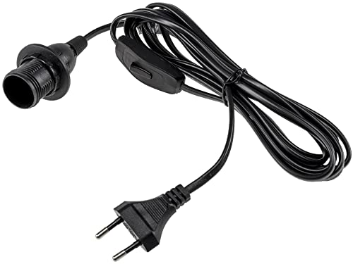 ChiliTec E14 Lampenfassung mit Schalter Fassung mit 3 4m Kabel Schnurschalter Lampenaufhängung Montagering für Lampenschirm Papier Leuchten Stern Lampen Schwarz