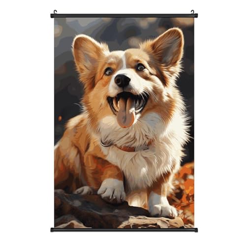 Poster en toile corgi élégant art mural de salon aux finitions soignées