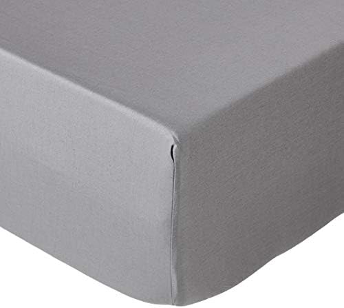 Amazon Basics Sateen Fitted Sheet, 90 x 200 cm, Dark Grey