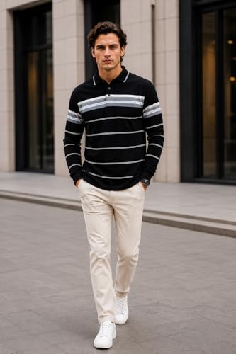 Image of Full Sleeve Polo T Shirt for Men Cotton with Pocket and Collar - Regular Fit Tshirt