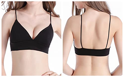 Image of INIBUD Bralette for Women Triangle Cups Removable Padded Wire Free Pull On Closure