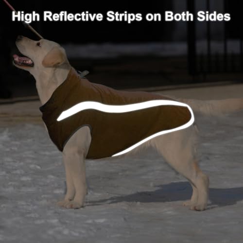 FEimaX Hundemantel Hundejacke wasserdichte Reflektierende Wintermantel mit Fleece Gefüttert Hund Welpen Warm Mantel Haustier Kleidung Wintermantel für Kleine Mittlere Große Hunde