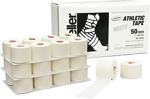 ミューラー ホワイトテープ 非伸縮性コットンテープ ホワイトプロ アスレチックテープ 幅50mm テープ長さ13.7m お得なチームパック 手で切れるエッジ構造 ラテックスフリー 身体の幅広部位に 腰 肩関節 関節の固定 B50106