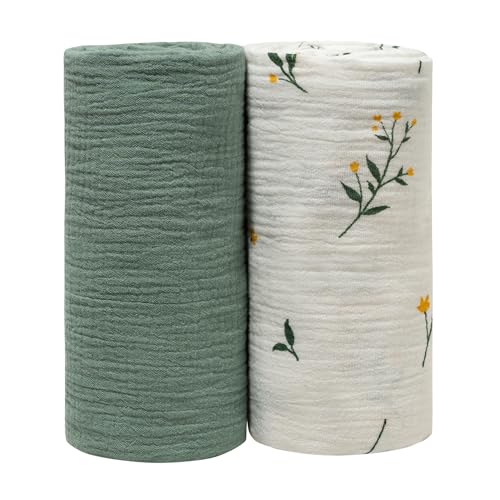 GLLQUEN BABY Baby Blankets for Newborn Soft 2 Pack, Muslin Cotton Baby Boy or Girl Blanket 95x100cm