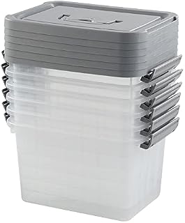 Joyeen 6 Pack Storage Boxes, Plastic Clear Storage Containers with Lids, 6 Liter