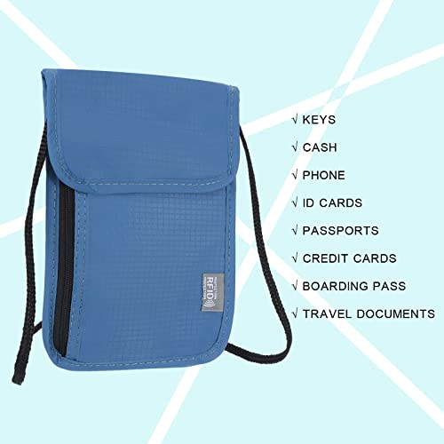 Image of PATIKIL Neck Wallet, Passport Holder Neck Pouch RFID Blocking Waterproof Neck Travel Wallet for Women & Men, Blue