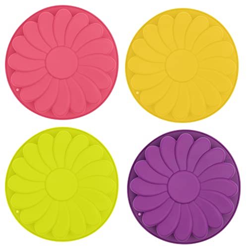 Eorta Silicone Large Cake Mold 23 Cm/9 Inch Flower Shaped Round Nonstick Baking Pan Brownie/Cheesecake/Tart/Pie/Flan/Bread Baking Tray For Birthday, Anniversary, Party, Random Color #TOP2