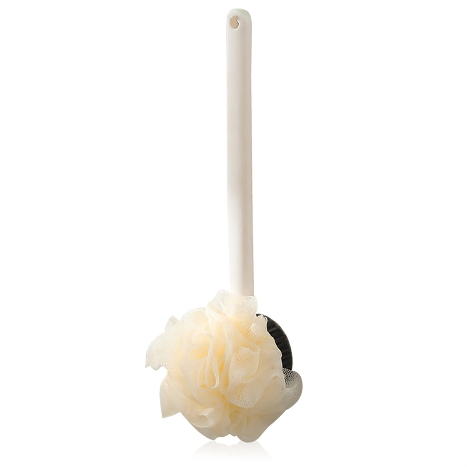 Duschbürste, Doppelseitige Rückenbürste mit langem Griff, feiner Schwamm, mehrfarbig(White)