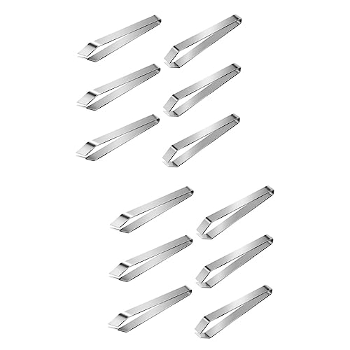 minkissy 12pcs Stainless Steel Pig Hair Removers Practical Cooking Tweezers for Kitchen Slant Tip Design for Easy Fish Pin Bone Removal