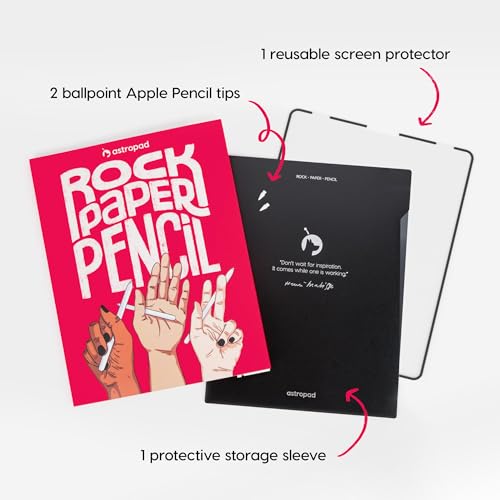 Image of Astropad Rock Paper Pencil v3.0 - Paper Screen Protector for iPad Mini 6th Gen and iPad Mini Gen 7 + Apple Pencil Tips 2 Pack - Compatible with Apple Pencil 1st and 2nd Gen