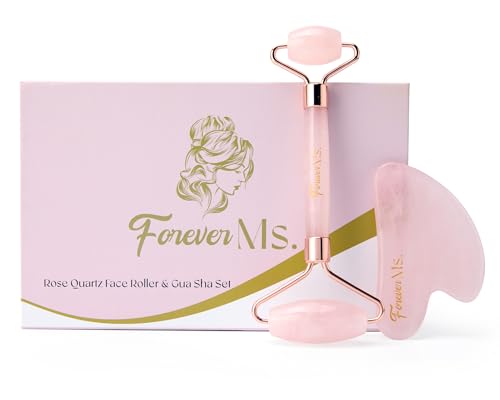 Rose Quartz Gua Sha and Face Sculpting Roller Kit - Lymphatic Dra...