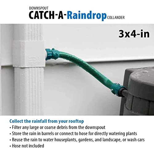 Downspout Rainwater Collection Diverter Connector System Colander With Filter 3X4-In, White #TOP1