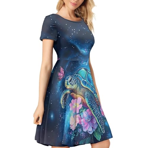 Image of Forchrinse Native Aztec Style Black White Geometric Women's Midi Dress Casual Long Dress Round Neck Swing Dress