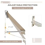 Outsunny 6 Drop Arm Manual Retractable Window Awning Sun Shade Shelter for Patio Balcony Outdoor Aluminum Can Cover 2 Windows Cream White