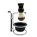 Produktbild Cestbon 4 in 1 Professionelle Männer Manuelle Razor Set Manuelle Razor Stainess Stahlständer Halter Rasierpinsel Und Schüssel Set,Schwarz
