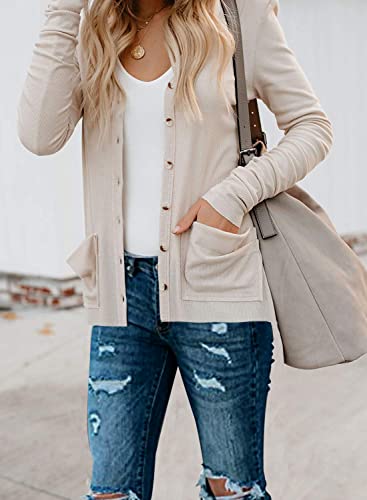 Naggoo Women's Cardigans Button Down Solid Knit Loose Cardigans with Pockets2