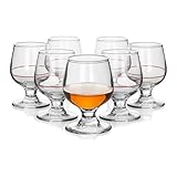 TWO TIGERS Pack Copas de Coñac Alessandro. Copa de Cristal, Tamaño. Copa Brandy Ideal para Licores. Hosteleria, Restaurantes, Bar, Fiestas (100ml Linea Roja (6Ud))