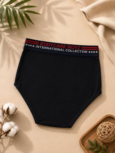 Image of BODYCARE Boy's Cotton Briefs Pack of 2 | Solid Kids Underwear | Soft Breathable Fabric | Stretchable Waistband | Comfortable Innerwear (Color & Print May Vary)