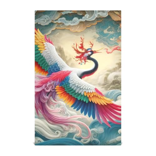 ODAWA Colorful Crane Flying Through Clouds Dish Towels Reusable Kitchen Towels Hand Towels Housewarming Gifts for New Home (18