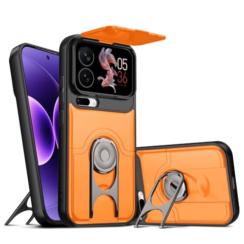 Coque Xiaomi Redmi Note 14 Pro 5G orange rigide silicone avec béquille