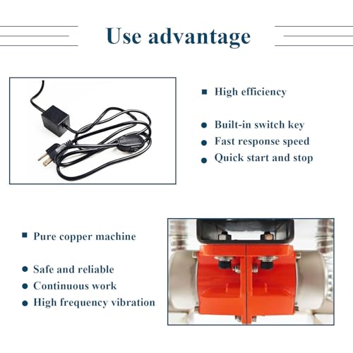 Plataforma vibratoria para mesa, mesa vibratoria para concreto y cemento, usada para eliminar burbujas de aire y vibrar polvo húmedo, adecuada para mezclar y compactar, 110 V, 35 x 35 cm miniatura 3