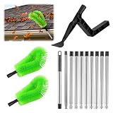 Teleskop Dachrinnenreiniger Dachrinnenbürste 2 in 1 mit Bürste & Reinigungslöffel, 390 cm Dachrinnenreiniger mit Teleskopstiel, Tachrinnenreiniger für Dachrinnen, Regenrinnenreinigung, Laubentfernung