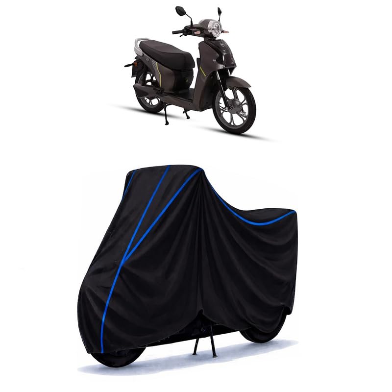 Image of Scooty Cover Water Resistant for Electric D15 | Universal Scooter & Bike Cover | Heavy Duty UV Dust, Rain & Scratch Protection | Elastic Fit All Weather Indoor Outdoor | Black with Blue Piping