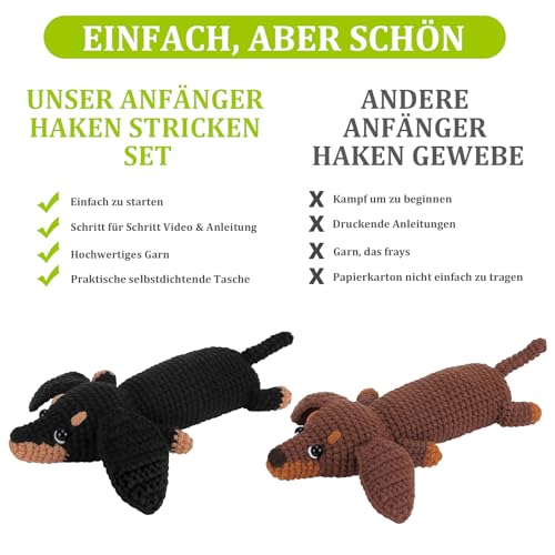 Häkelset für Anfänger – Dackel häkeln lernen – Bild 6