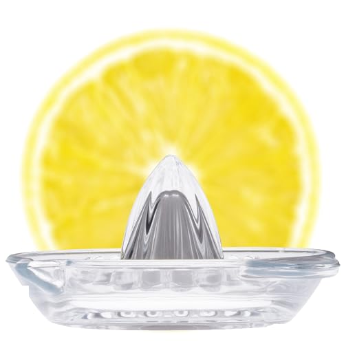 KADAX Exprimidor de Cítricos de Vidrio de Sodio y Calcio Con Boquilla - Manual Para Limones, Naranjas y Limas (Transparente v2)