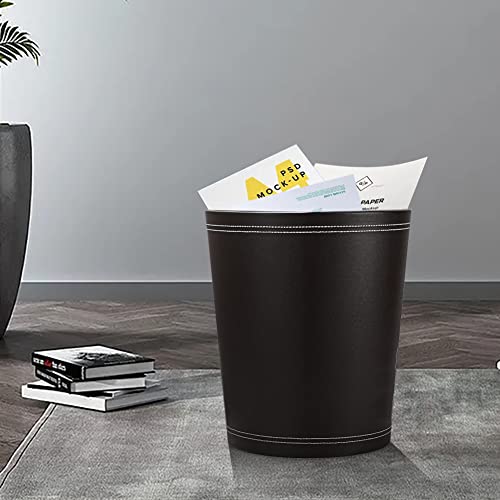 KINGFOM™ Klassisch Leder Papierkorb für Büro/Badezimmer/küche/Schlafzimmer (Schwarz) - Image 3