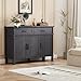 ONBRILL 48 Inches Buffet Cabinet with Storage, Farmhouse Sideboard Buffet w/2 Drawers and 3 Doors, Wood Coffee Bar Cabinet with Adjustable Shelves, Sideboard Storage for Kitchen, Living Room, Black