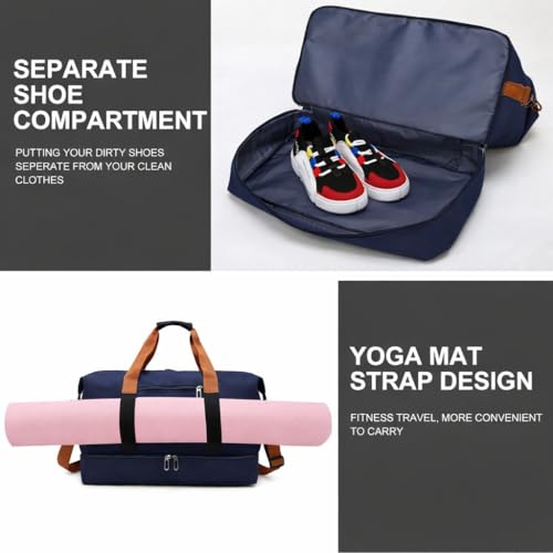 Image of CAVALO - Be Unique Duffle Cum Tote Bag Weekender /Overnight Bags for Women and Men, for Travel, Sports, Gym Bag, Waterproof with Shoe and Wet Clothes Compartments (Navy Blue)
