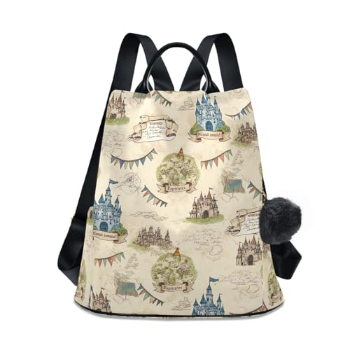 Sac à dos vintage femme motif châteaux romantique