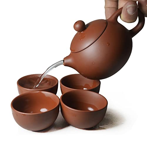 Liang Baobao 1-4 Clay Teapot 4 Cups Set,Traditional Chinese Small Teapot cover