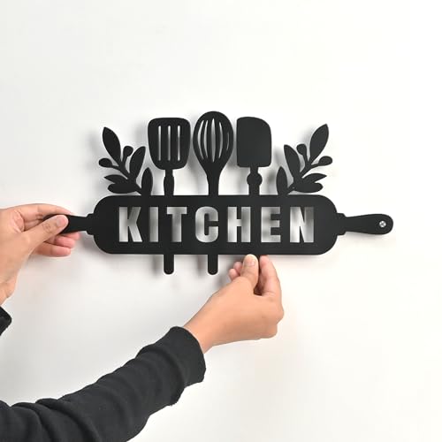 Image of Gift Kya De Kitchen Wall Hanging Sign for Home | Modern Black Kitchen Decor Wall Art | Wooden Wall Hanging for Cooking Area & Pantry